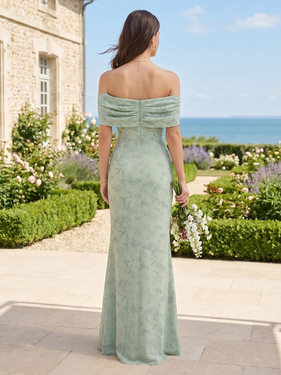 Mermaid Off Shoulder Sleeveless Long Bridesmaid Dresses