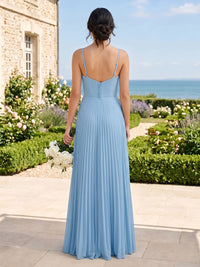 A Line Chiffon Sweetheart Sleeveless Long Bridesmaid Dresses