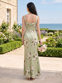 Mermaid Square Neck Sleeveless Long Bridesmaid Dresses