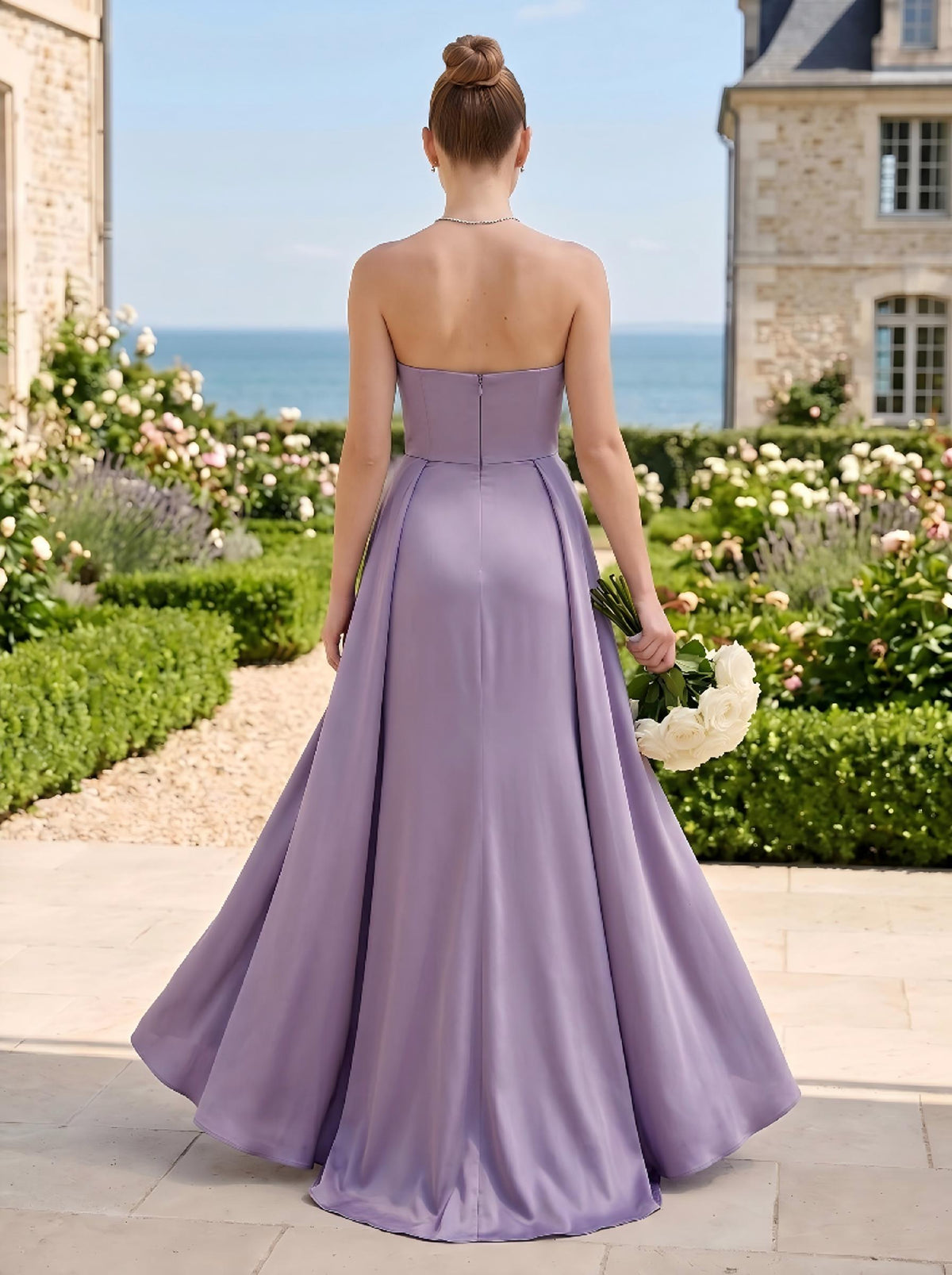 Mermaid Strapless Pleated Sleeveless Long Bridesmaid Dresses