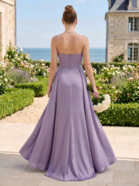 Mermaid Strapless Pleated Sleeveless Long Bridesmaid Dresses