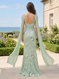 Mermaid Boat Neck Sleeveless Long Bridesmaid Dresses