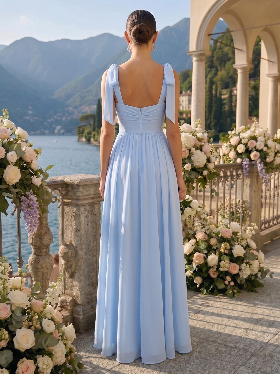 A Line Sweetheart Sleeveless Long Bridesmaid Dresses with Slit