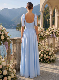 A Line Sweetheart Sleeveless Long Bridesmaid Dresses with Slit