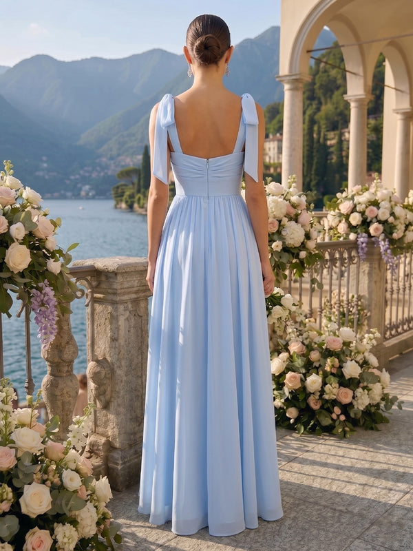 A Line Sweetheart Sleeveless Long Bridesmaid Dresses with Slit