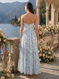A Line Strapless Sleeveless Long Bridesmaid Dresses