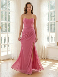 Chiffon Mermaid Sweetheart Long Formal Dresses with Slit