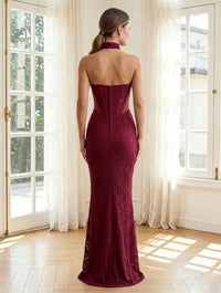 Lace Mermaid Sweetheart Sleeveless Long Formal Dresses with Corset