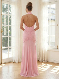 Tulle Mermaid Strapless Sleeveless Long Formal Dresses with Scarf