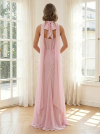 Chiffon Mermaid Strapless Long Formal Dresses with Corset