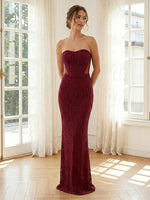 Lace Memaid Strapless Sleeveless Long Formal Dresses