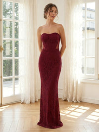 Lace Memaid Strapless Sleeveless Long Formal Dresses