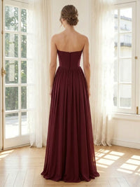 Chiffon A Line Sleeveless Long Formal Dresses with Corset