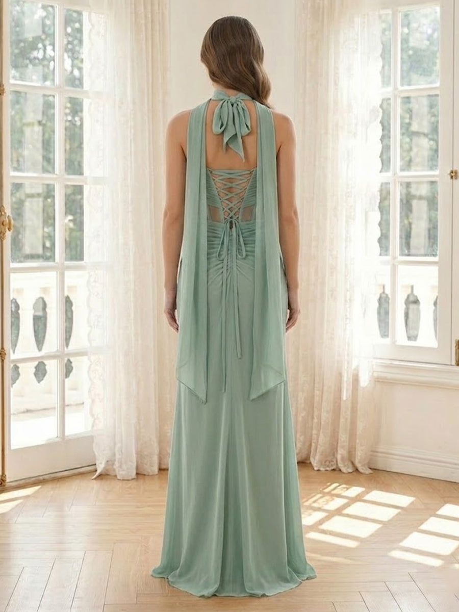 Satin Mermaid Strapless Long Formal Dresses with Scarf