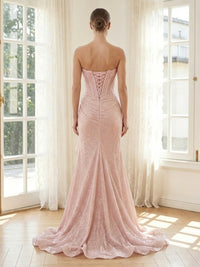 Sequin Mermaid Sweetheart Long Formal Dresses with Slit
