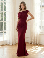 Satin Mermaid One Shoulder Sleeveless Formal Dresses