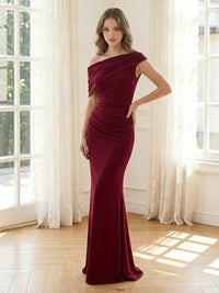 Satin Mermaid One Shoulder Sleeveless Formal Dresses