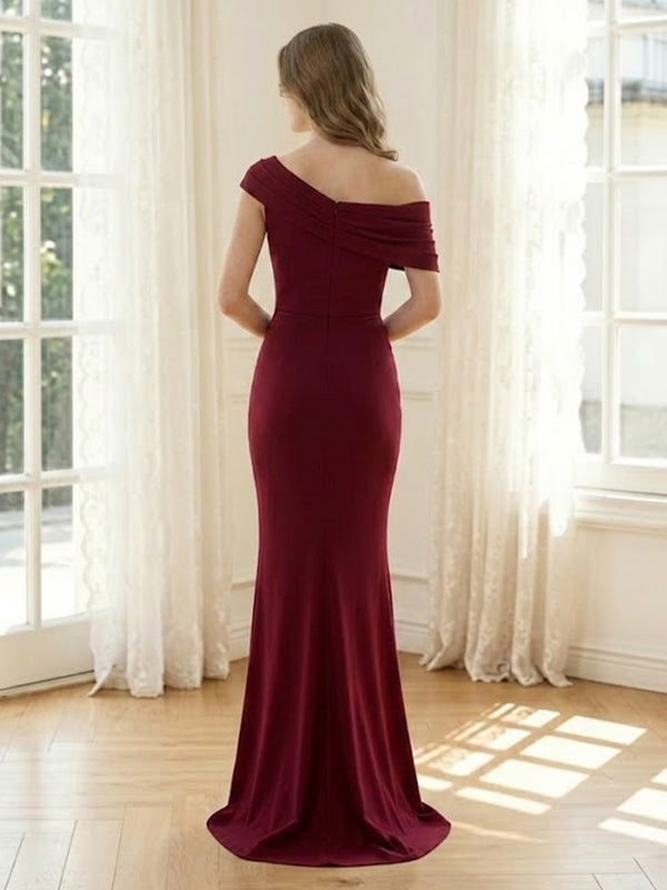 Satin Mermaid One Shoulder Sleeveless Formal Dresses