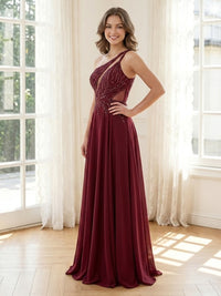 Sequin One Shoulder A Line Long Formal Dresses