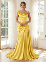 Satin Spaghetti Straps Mermaid Corset Long Evening Dresses