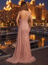 Lace Appliques Mermaid One Shoulder Long Evening Dresses with Flower