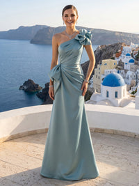 Satin Mermaid One Shoulder Sleeveless Long Formal Dresses