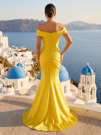 Satin Mermaid Strapless Long Sleeveless Formal Dresses