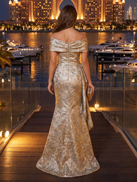 Jacquard Mermaid Strapless Off Shoulder Long Evening Dresses