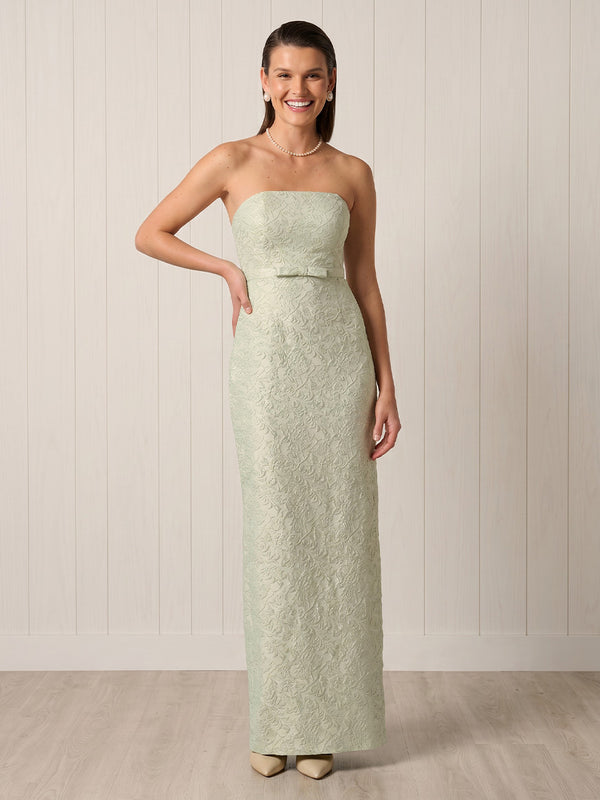 Jacquard Strapless Mermaid Sheath Long Formal Dresses