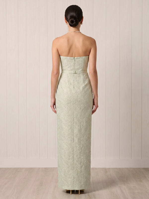 Jacquard Strapless Mermaid Sheath Long Formal Dresses