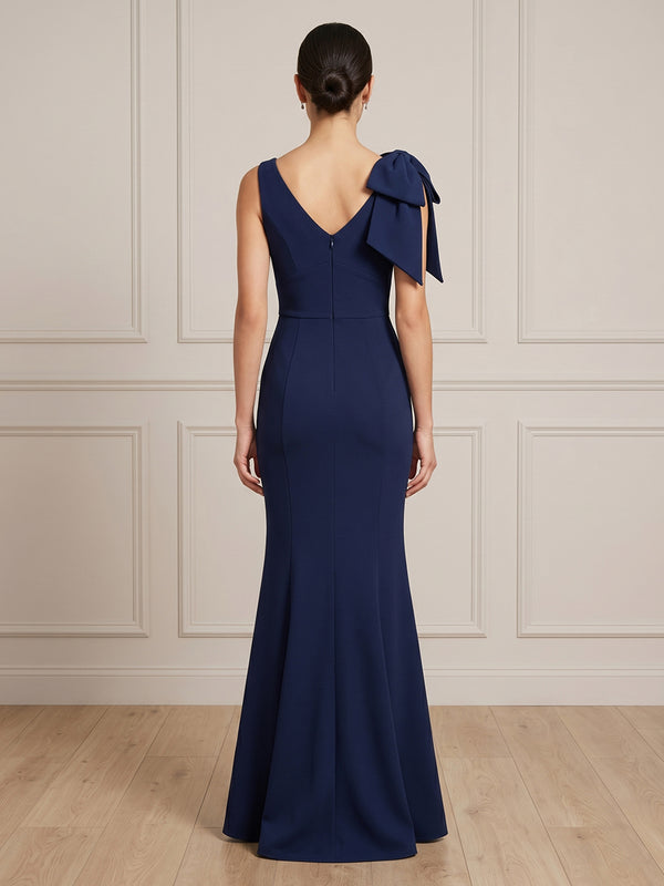 Chiffon V Neck Spaghetti Straps Mermaid Long Formal Dresses