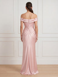 Satin Strapless Off Shoulder Mermaid Long Formal Dresses