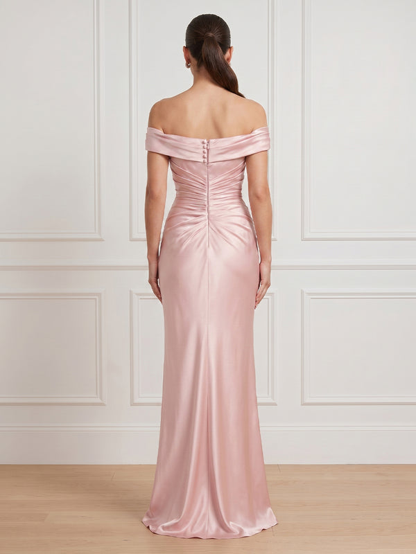 Satin Strapless Off Shoulder Mermaid Long Formal Dresses