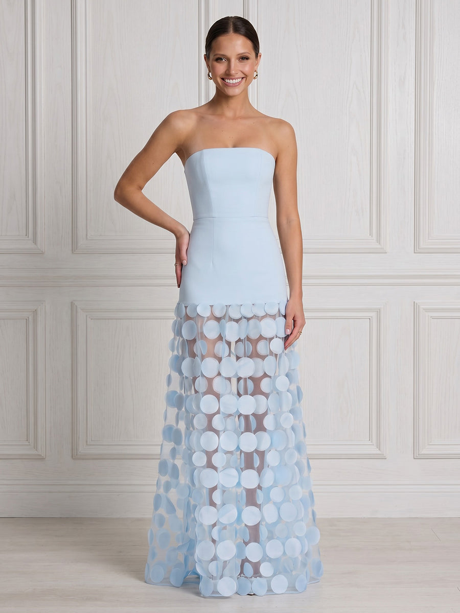 A Line Strapless Sleeveless Long Formal Dresses