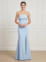 Mermaid Strapless Sleeveless Long Formal Dresses with Slit