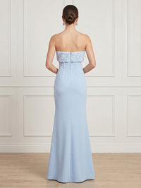 Mermaid Strapless Sleeveless Long Formal Dresses with Slit