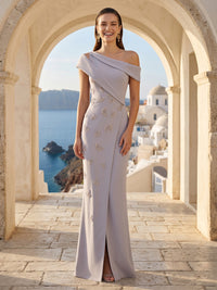 Mermaid One Shoulder Sleeveless Long Formal Dresses with Slit