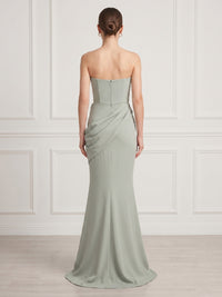 Mermaid Strapless Sleeveless Long Satin Formal Dresses