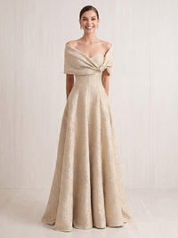 A Line Off Shoulder Sleeveless Long Formal Dresses