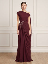 Mermaid One Shoulder Short Sleeves Long Formal Dresses