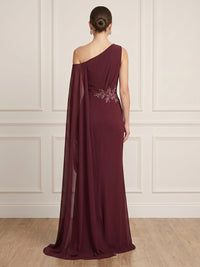 Mermaid One Shoulder Short Sleeves Long Formal Dresses