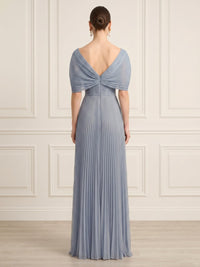 A Line Off Shoulder Sleeveless Long Formal Dresses with Flower