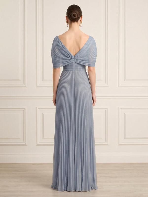 A Line Off Shoulder Sleeveless Long Formal Dresses with Flower