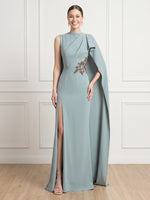Mermaid High Neck Sleeveless Long Formal Dresses with Slit