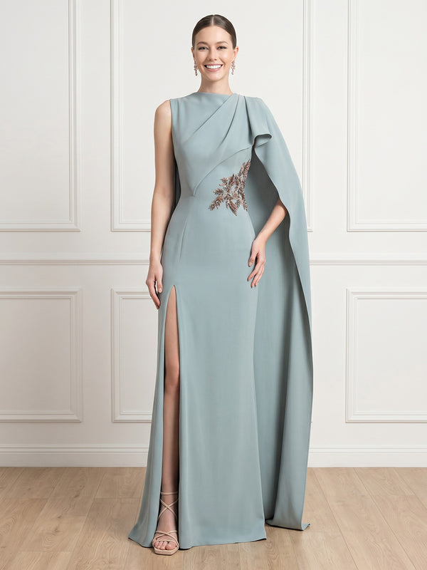 Mermaid High Neck Sleeveless Long Formal Dresses with Slit