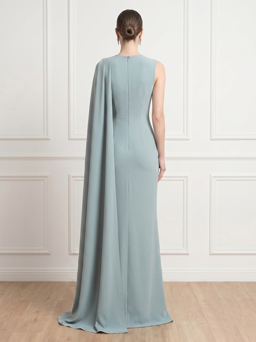Mermaid High Neck Sleeveless Long Formal Dresses with Slit