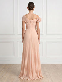 A Line Off Shoulder Sleeveless Long Formal Dresses with Flower