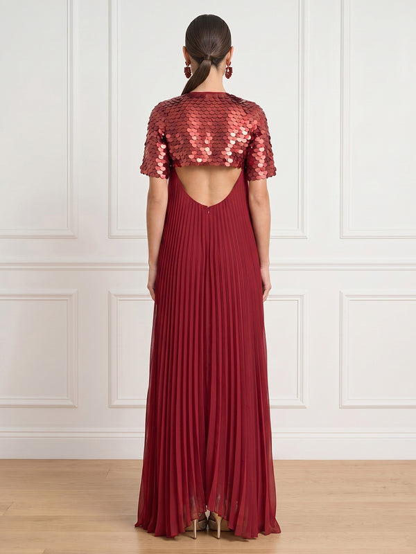 A Line Halter Short Sleeves Long Formal Dresses with Jacket