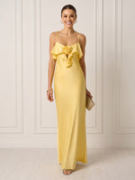 Satin Mermaid Spaghetti Straps Long Formal Dresses with Flowers