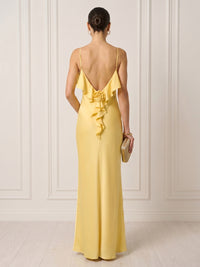 Satin Mermaid Spaghetti Straps Long Formal Dresses with Flowers